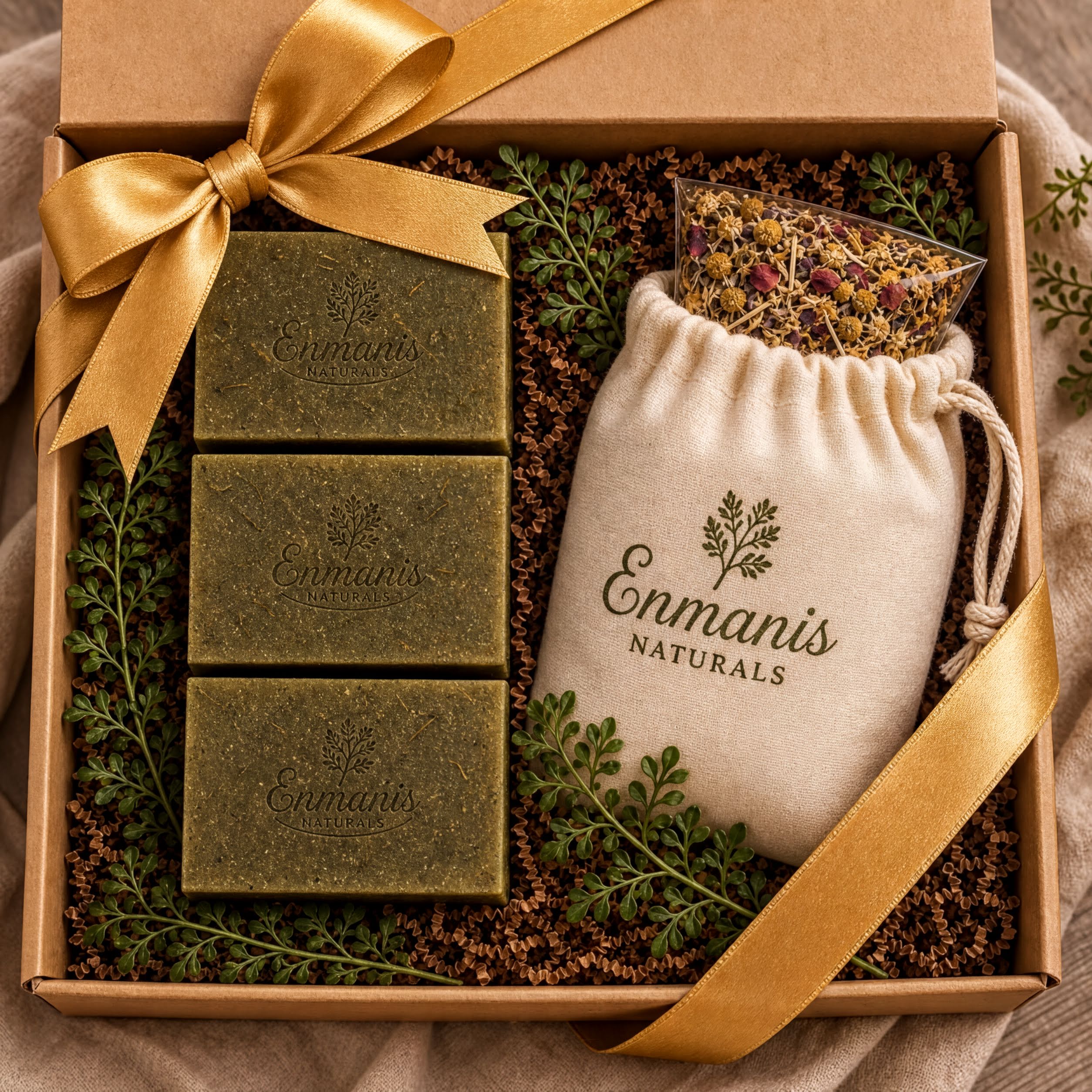 Rosemary Botanical Soap & Bath Soak Gift Set with Ruta G, Natural Essential Oils - Enmanis Naturals