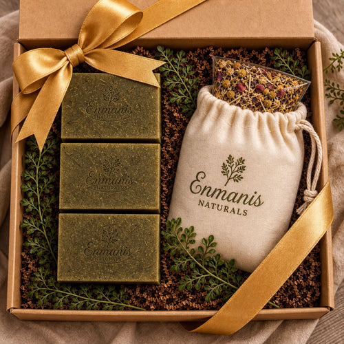 Rosemary Botanical Soap & Bath Soak Gift Set with Ruta G, Natural Essential Oils - Enmanis Naturals