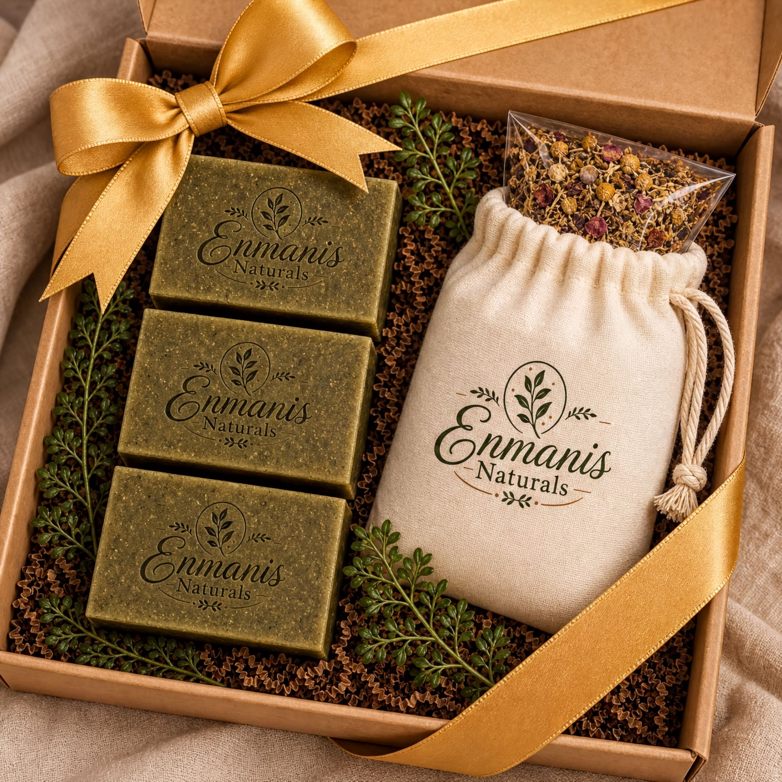 Rosemary Botanical Soap & Bath Soak Gift Set with Ruta G, Natural Essential Oils - Enmanis Naturals