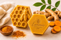 Handmade Turmeric Kojic Acid Soap Bars with Shea Butter, Face Body Cleanser Set of 3