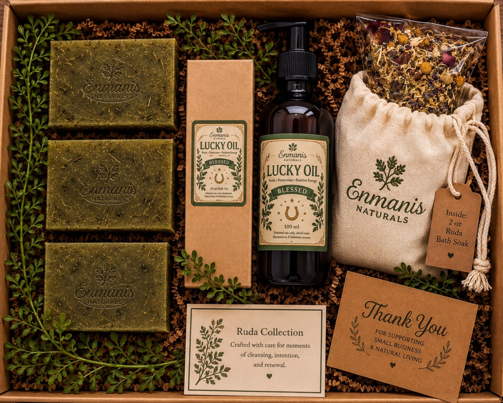 Herbal Soap, Lucky Oil & Bath Soak Set for Natural Wellness & Good Energy - Enmanis Naturals