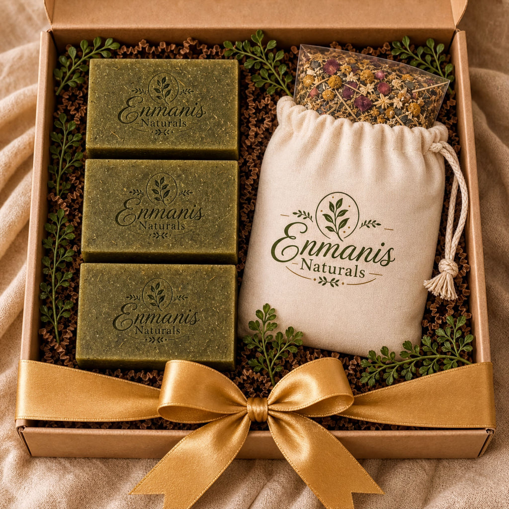 Rosemary Botanical Soap & Bath Soak Gift Set with Ruta G, Natural Essential Oils - Enmanis Naturals