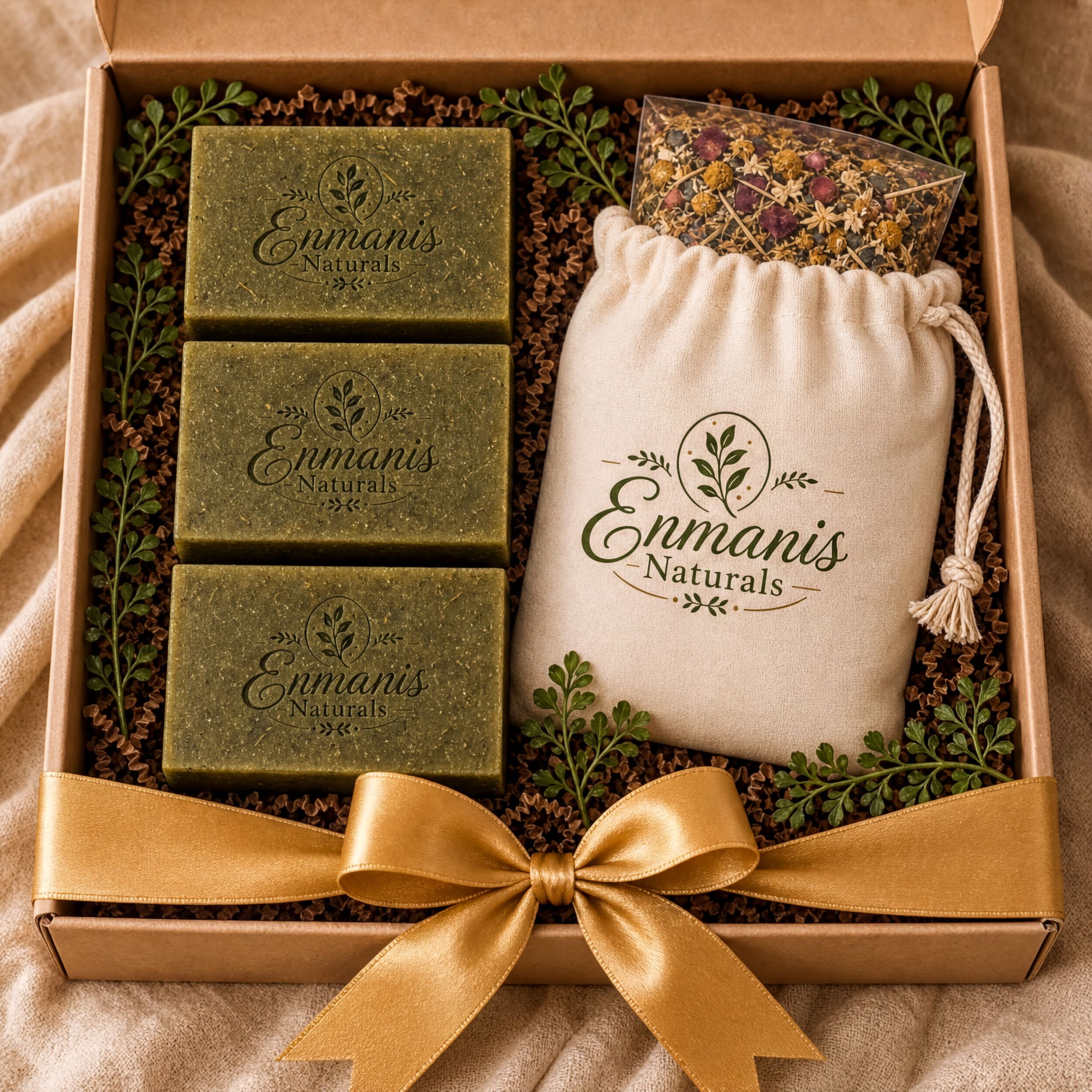 Rosemary Botanical Soap & Bath Soak Gift Set with Ruta G, Natural Essential Oils - Enmanis Naturals