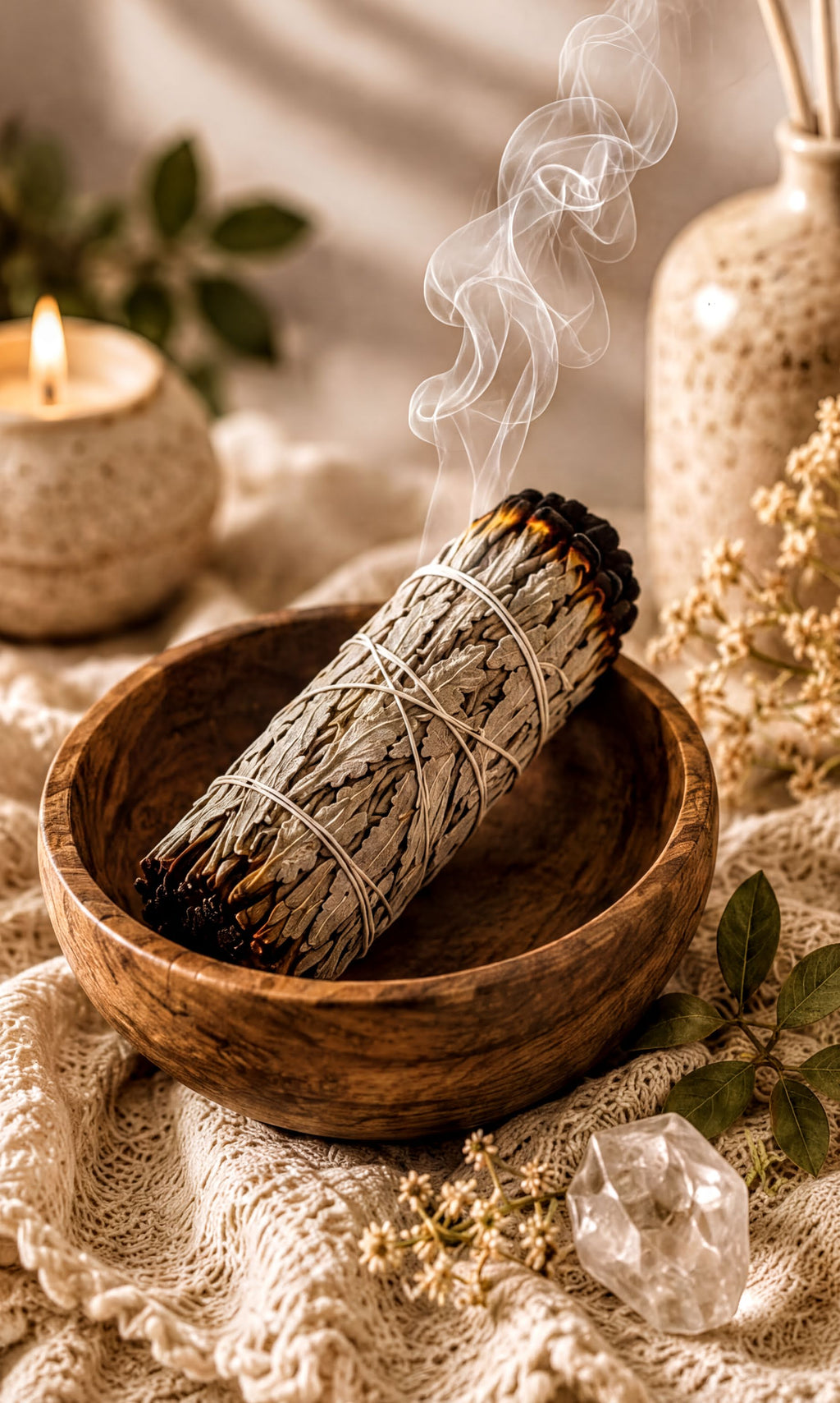 White Sage Bundle - Hand-Tied 6 Inch Smudge Stick | Natural Cotton | Ritual Use | Home Blessing