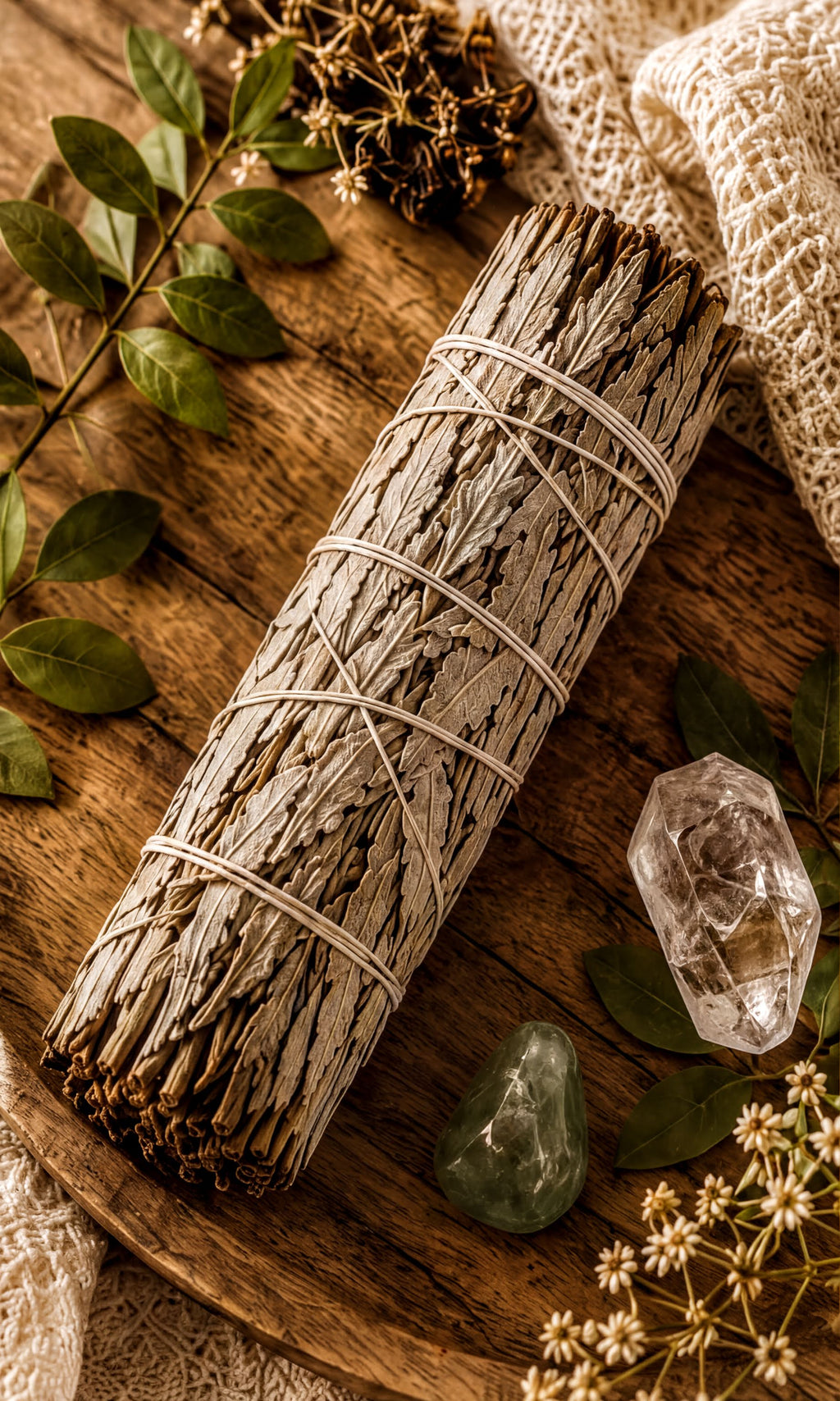 White Sage Bundle - Hand-Tied 6 Inch Smudge Stick | Natural Cotton | Ritual Use | Home Blessing