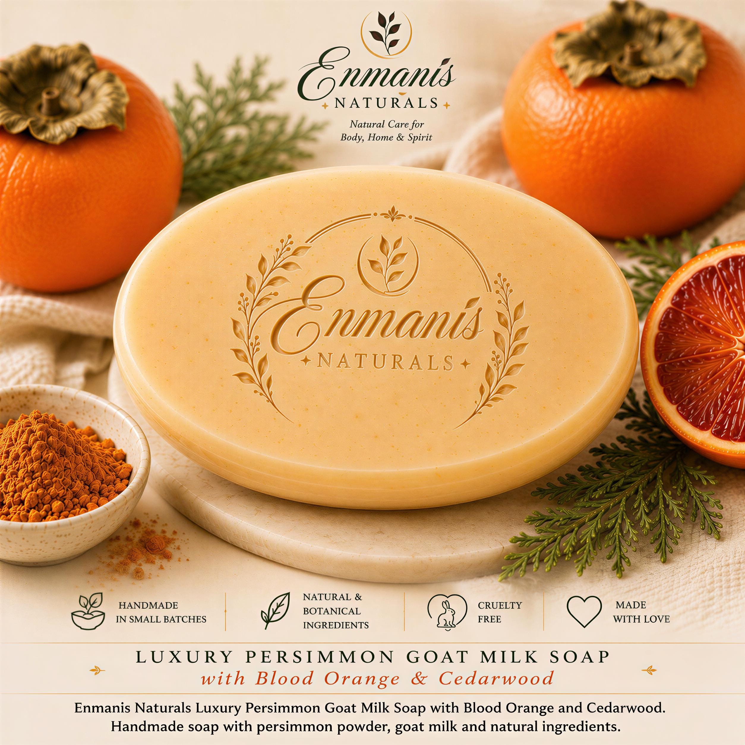 Goat Milk Soap, Persimmon Duo | Blood Orange Cedarwood Cream Set | 5.5Oz Bar, 4Oz Lotion