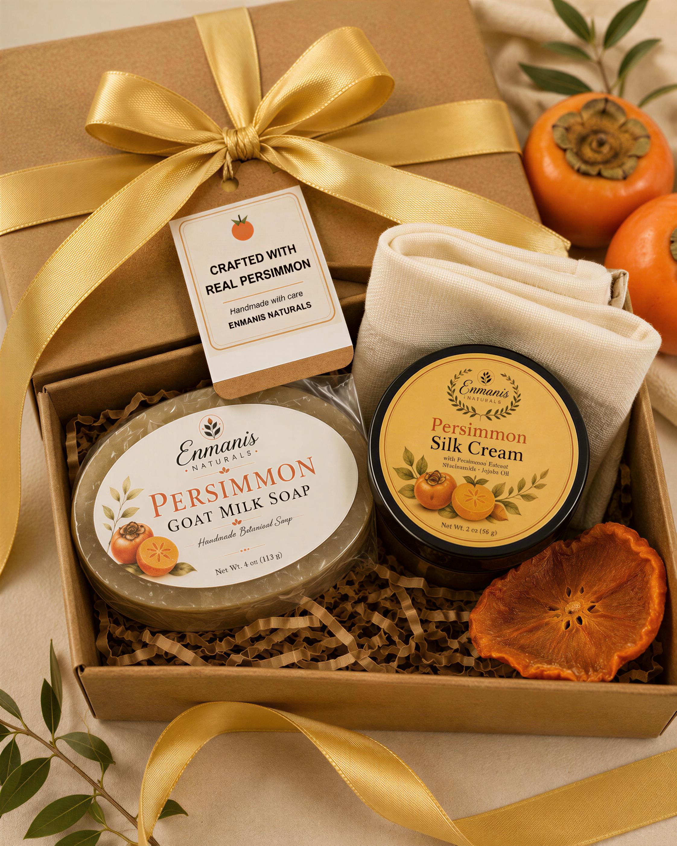 Real Persimmon Soap, Goat Milk Cleansing Bar | Niacinamide | Blood Orange Cedarwood Self Care Set