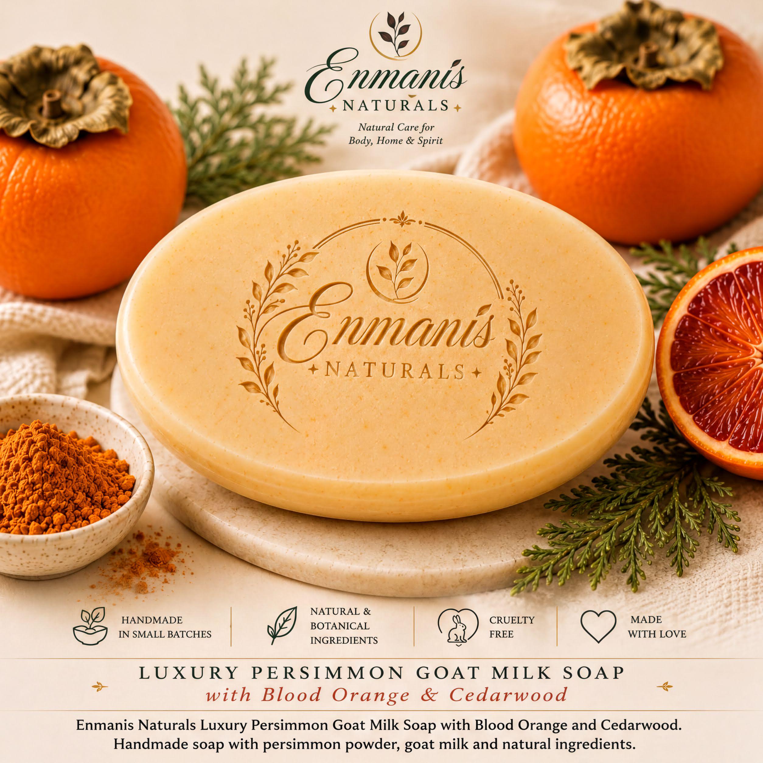 Persimmon Soap | Handmade Goat Milk Bar | Niacinamide Kaolin, Blood Orange Cedarwood | 5.5 Oz