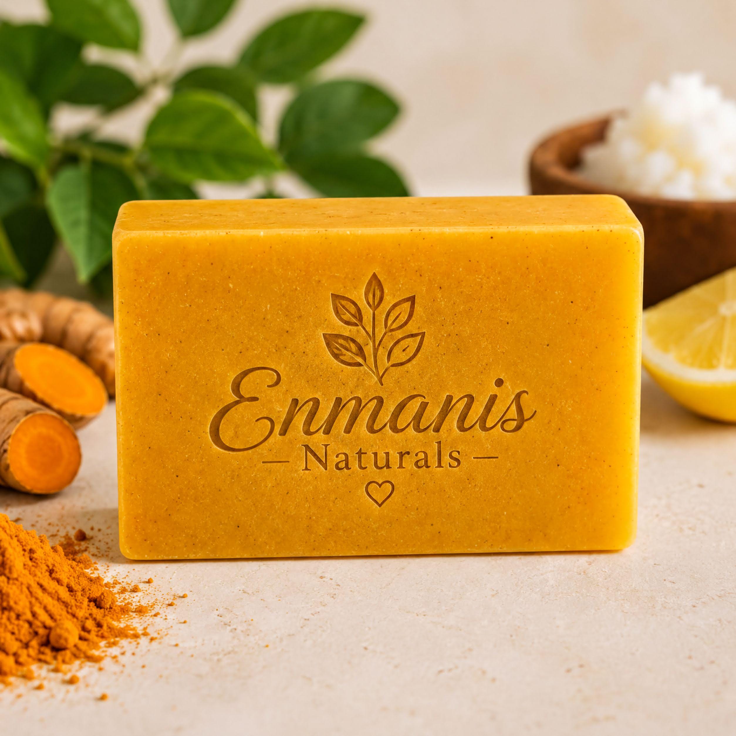 Handmade Turmeric Kojic Acid Soap Bars with Shea Butter, Face Body Cleanser