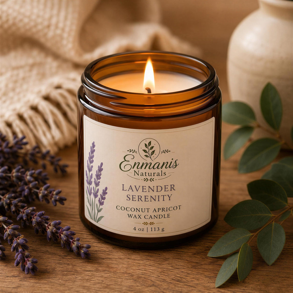 Lavender Serenity, Turkish Cotton Throw Box | Candle, Bath Soak, Sage | Handmade Set