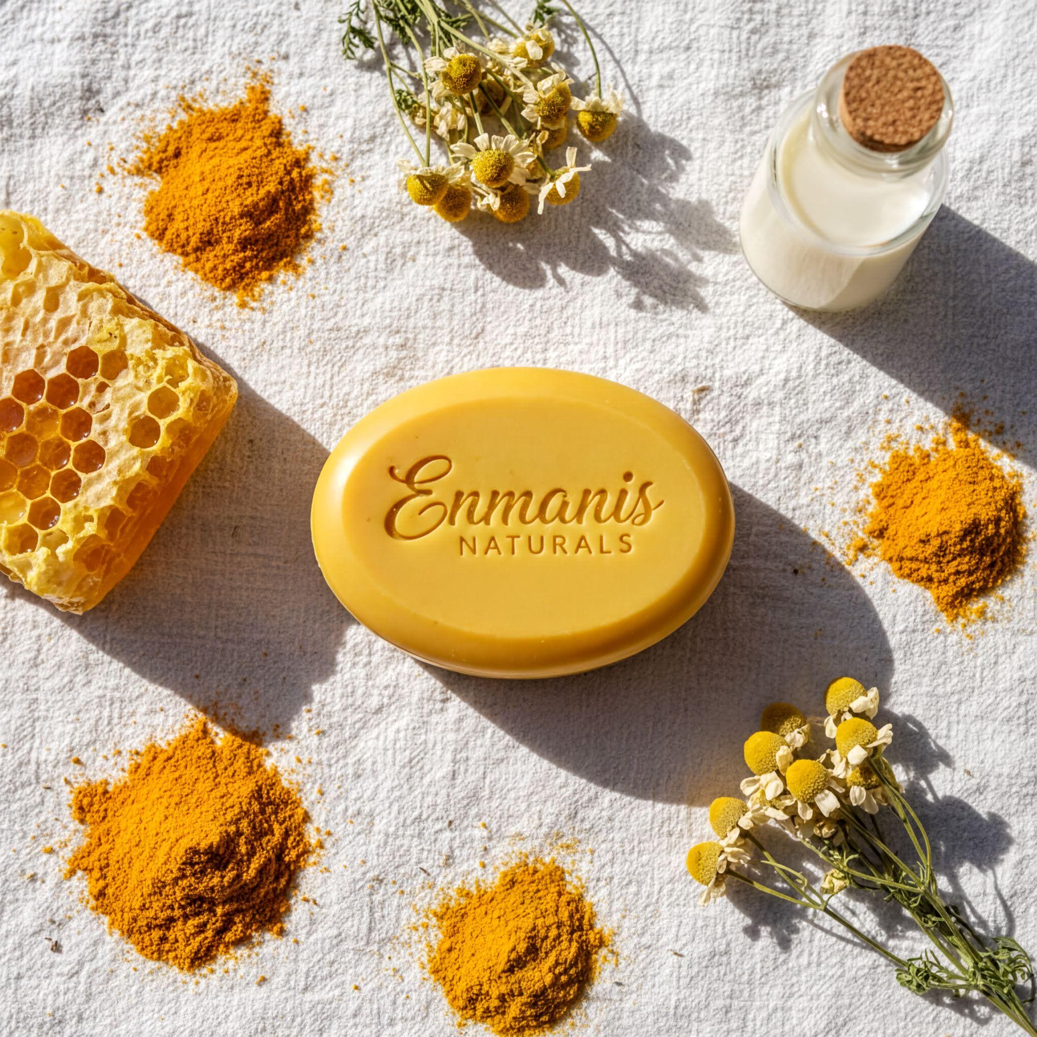 Turmeric Soap, Goat Milk Cleanser | Honey | Handmade Natural Bar For Face Body, 5.5 Oz
