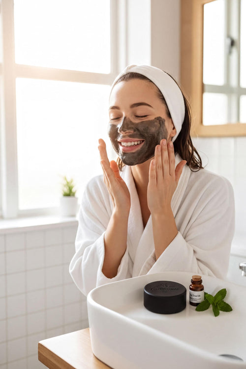 Activated Charcoal Soap, Goat Milk Base, Tea Tree Mint, Kaolin Clay, Round Bar
