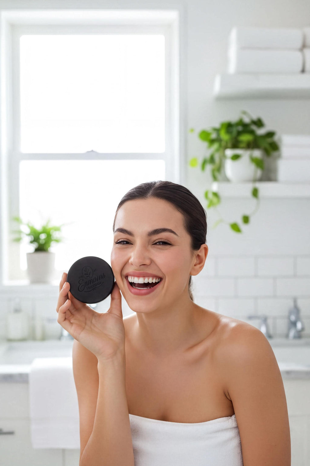 Activated Charcoal Soap, Goat Milk Base, Tea Tree Mint, Kaolin Clay, Round Bar