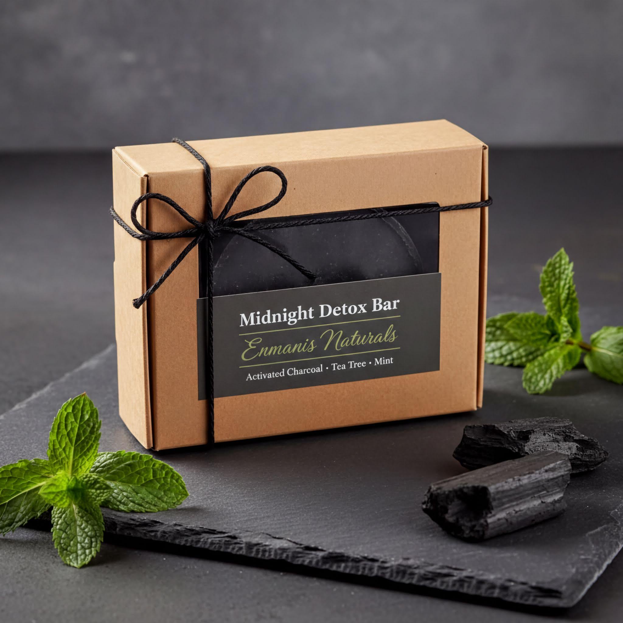 Activated Charcoal Soap, Goat Milk Base, Tea Tree Mint, Kaolin Clay, Round Bar