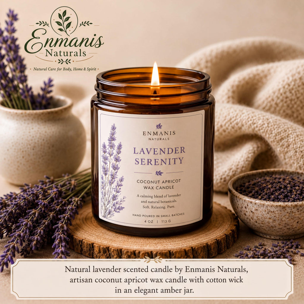 Lavender Candle, Coconut Apricot Wax | Amber Glass Jar | 4 Oz | Hand Poured, Small Batch