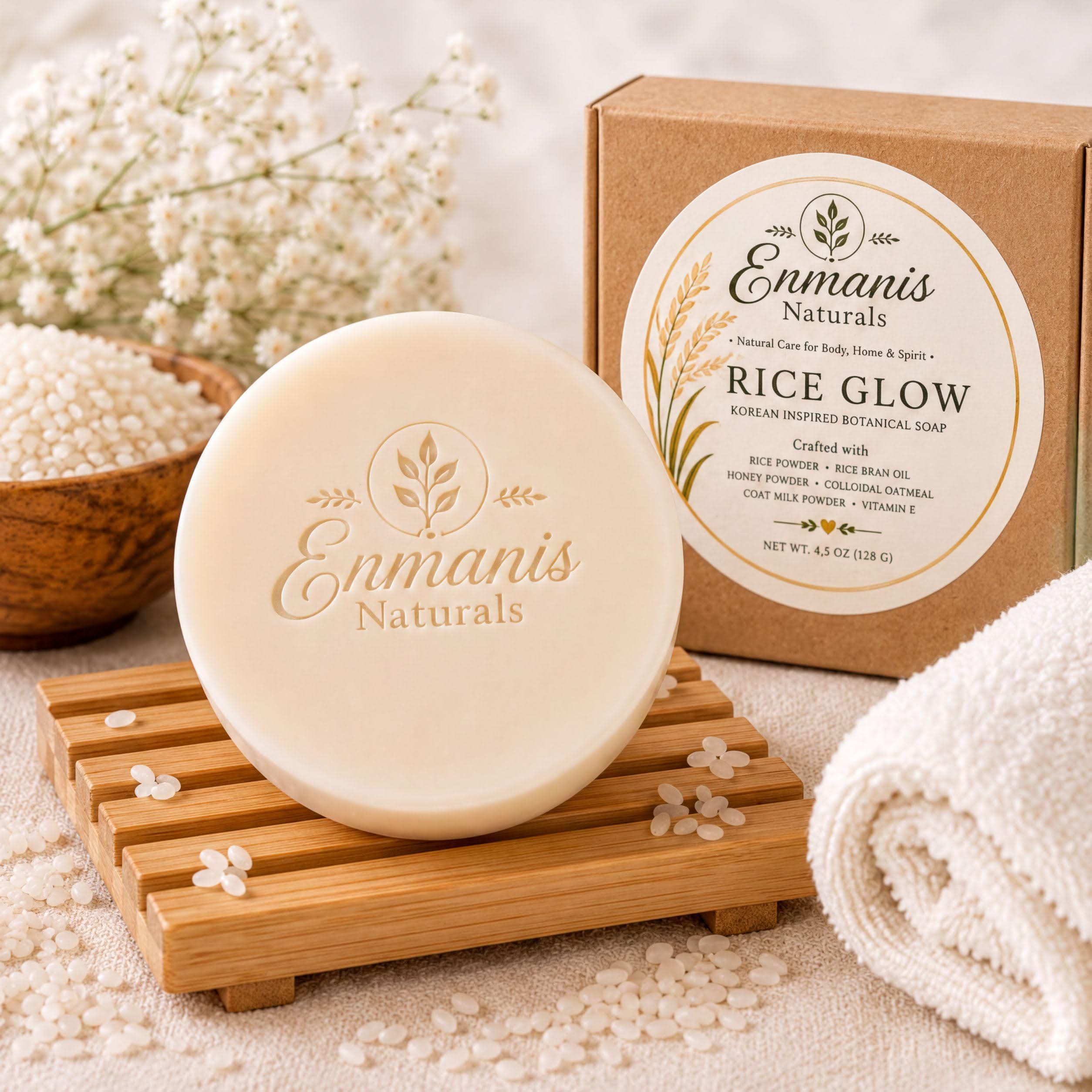 Handmade Rice Soap, Goat Milk Facial Bar, Korean Skincare Ritual, Small Batch Cleansing