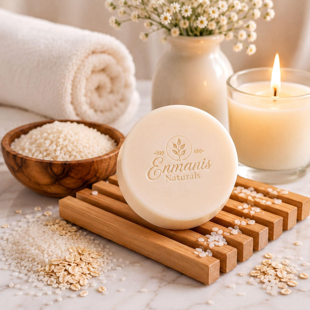 Handmade Rice Soap, Goat Milk Facial Bar, Korean Skincare Ritual, Small Batch Cleansing