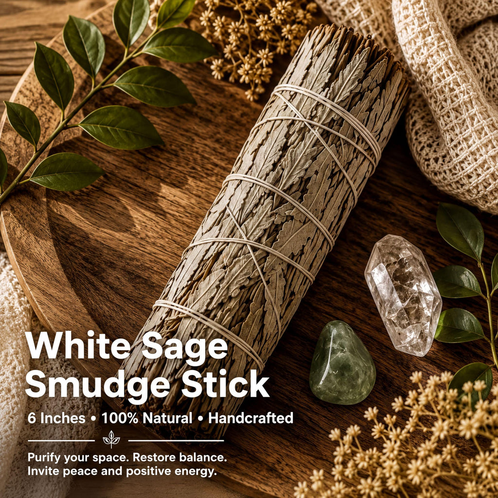 White Sage Bundle - Hand-Tied 6 Inch Smudge Stick | Natural Cotton | Ritual Use | Home Blessing