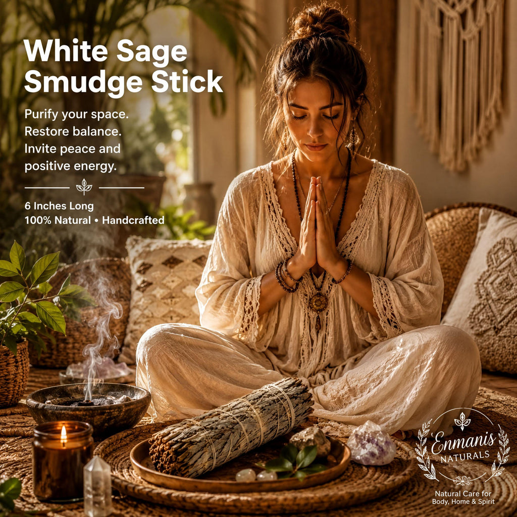 White Sage Bundle - Hand-Tied 6 Inch Smudge Stick | Natural Cotton | Ritual Use | Home Blessing