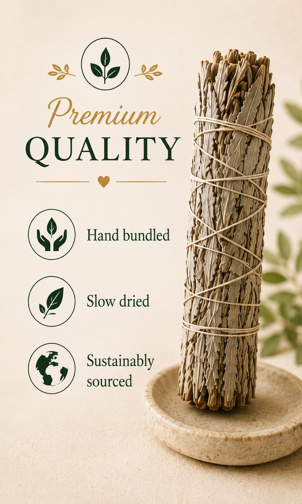 White Sage Bundle - Hand-Tied 6 Inch Smudge Stick | Natural Cotton | Ritual Use | Home Blessing