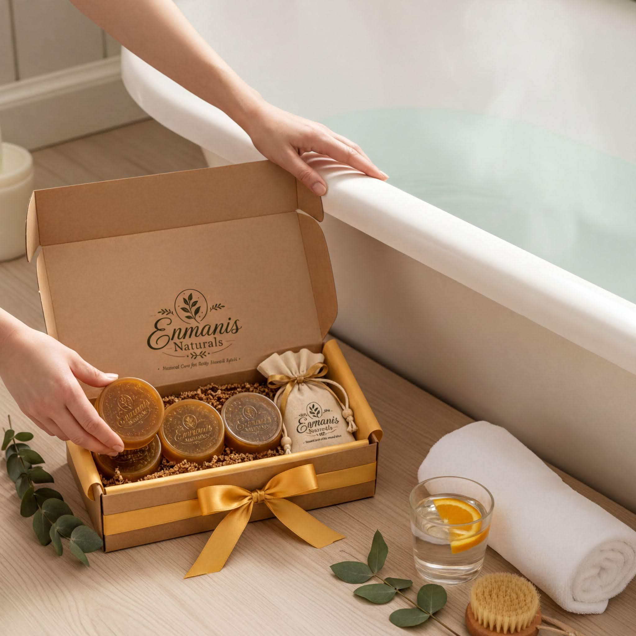 Handmade Orange, Glycerin Soap Gift Set | Citrus Oil | Dried Peel | Translucent Amber Bars