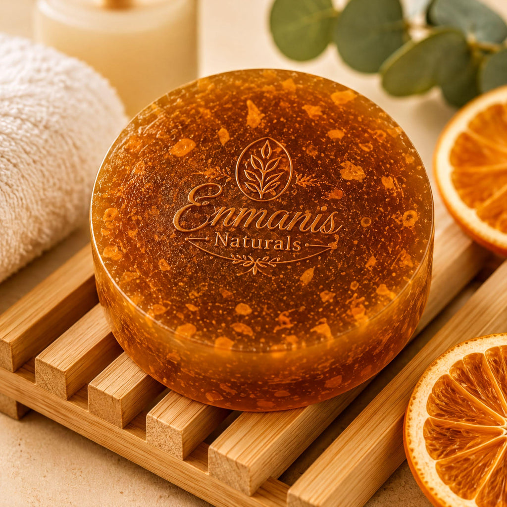 Handmade Orange, Glycerin Soap Gift Set | Citrus Oil | Dried Peel | Translucent Amber Bars