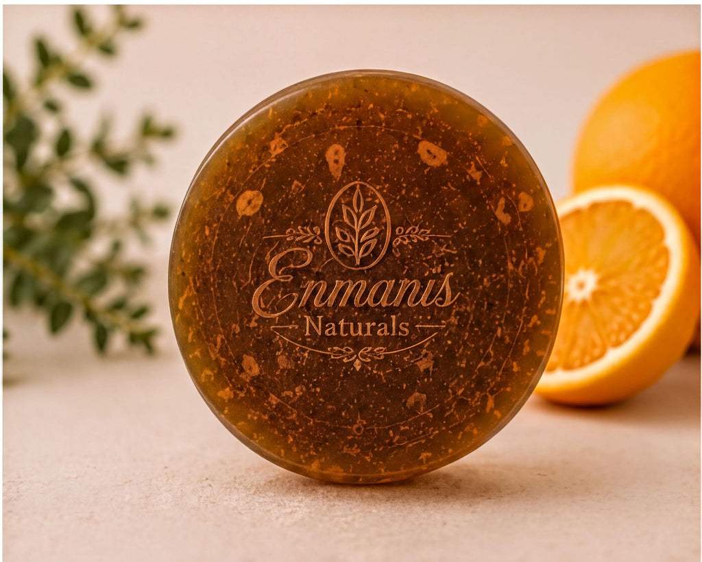 Handmade Orange Glycerin Soap Gift Set, Citrus Scent, Washcloth, Card (Gift Ready)