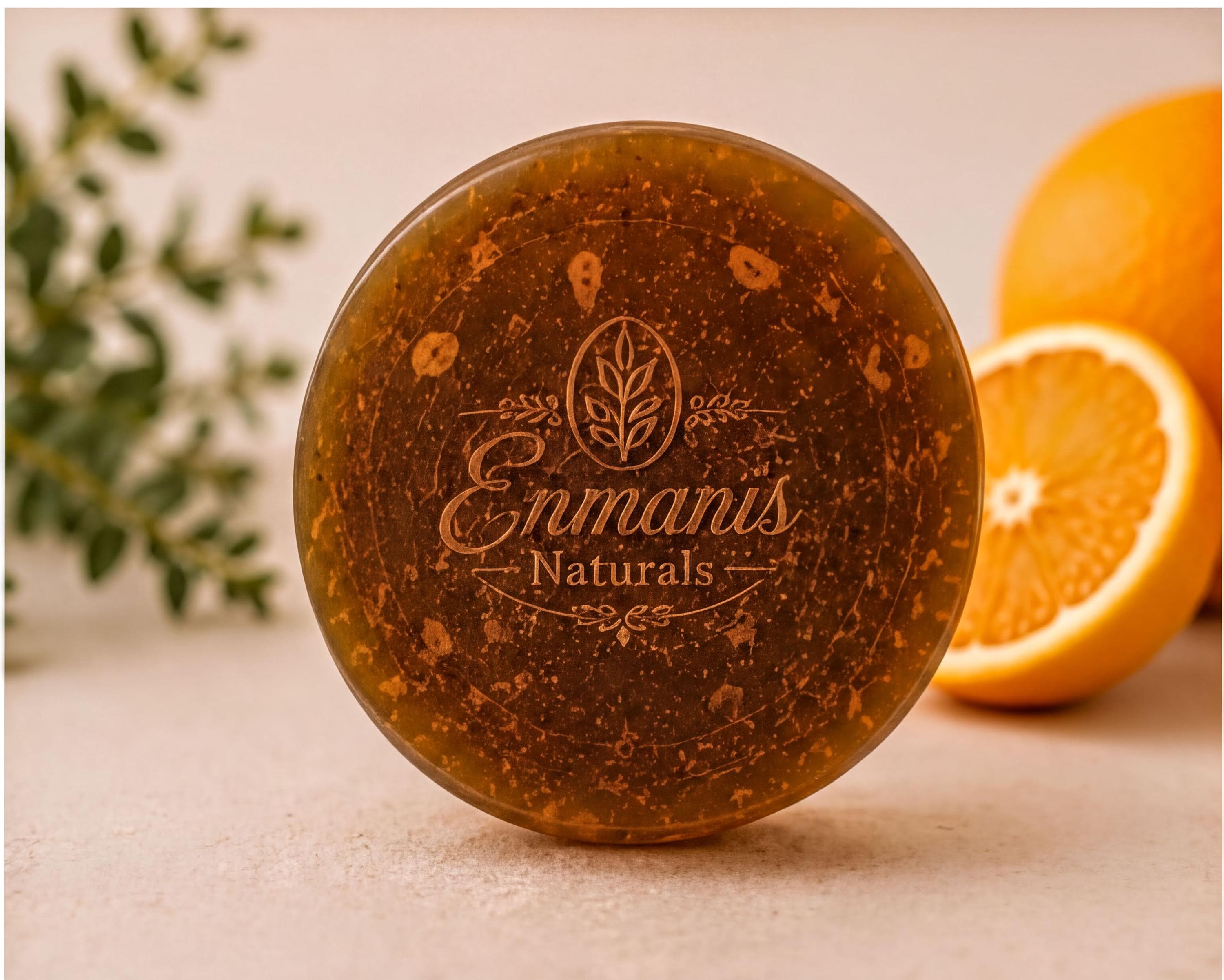 Handmade Orange Glycerin Soap Gift Set, Citrus Scent, Washcloth, Card (Gift Ready)