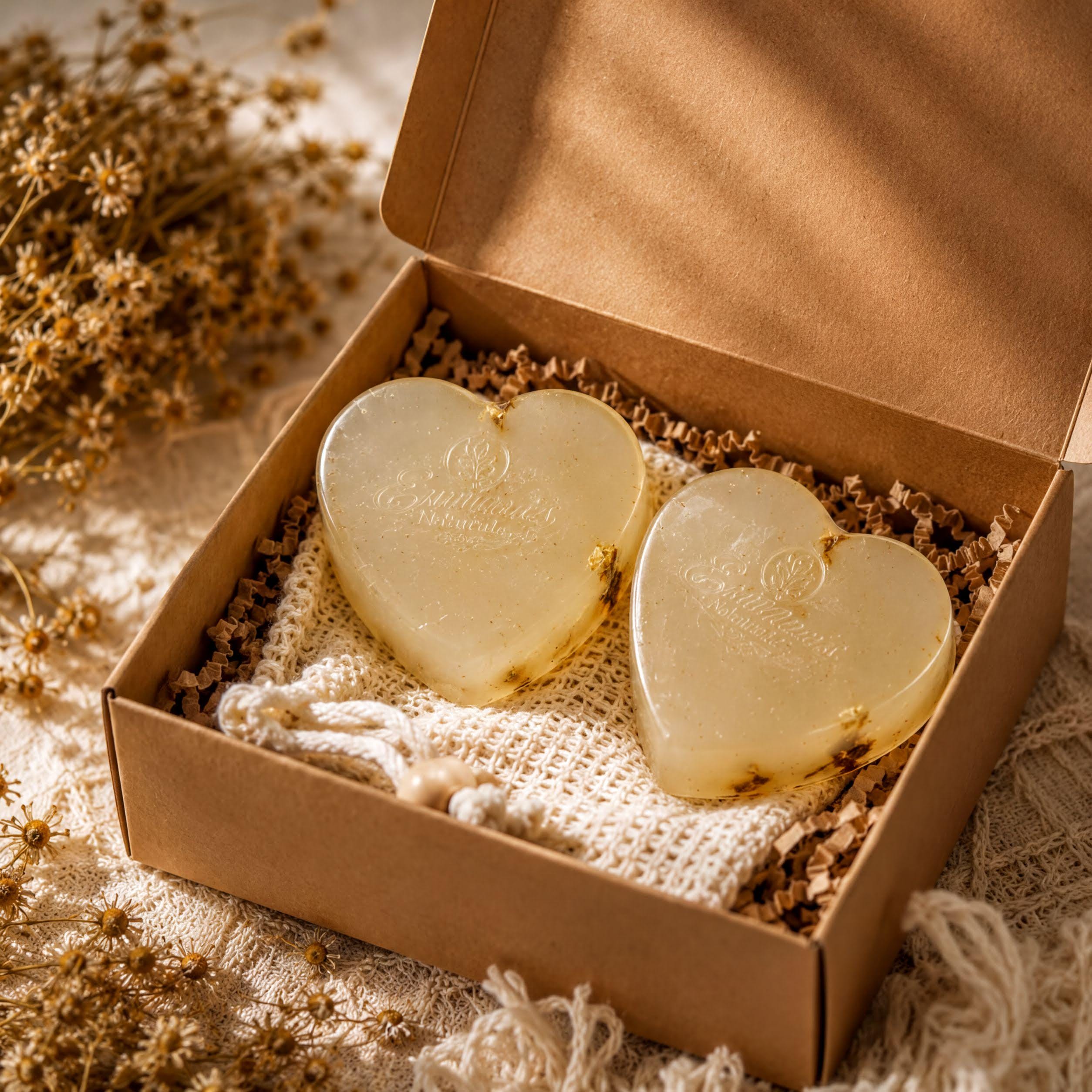 Unscented Soap Bar | Fragrance-Free Glycerin | Heart-Shaped Handmade, Sensitive Skin, Chamomille