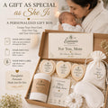 New Mom Self Care Gift Box | Heart Soaps, Eye Mask, Scrunchie, Muslin Cloth