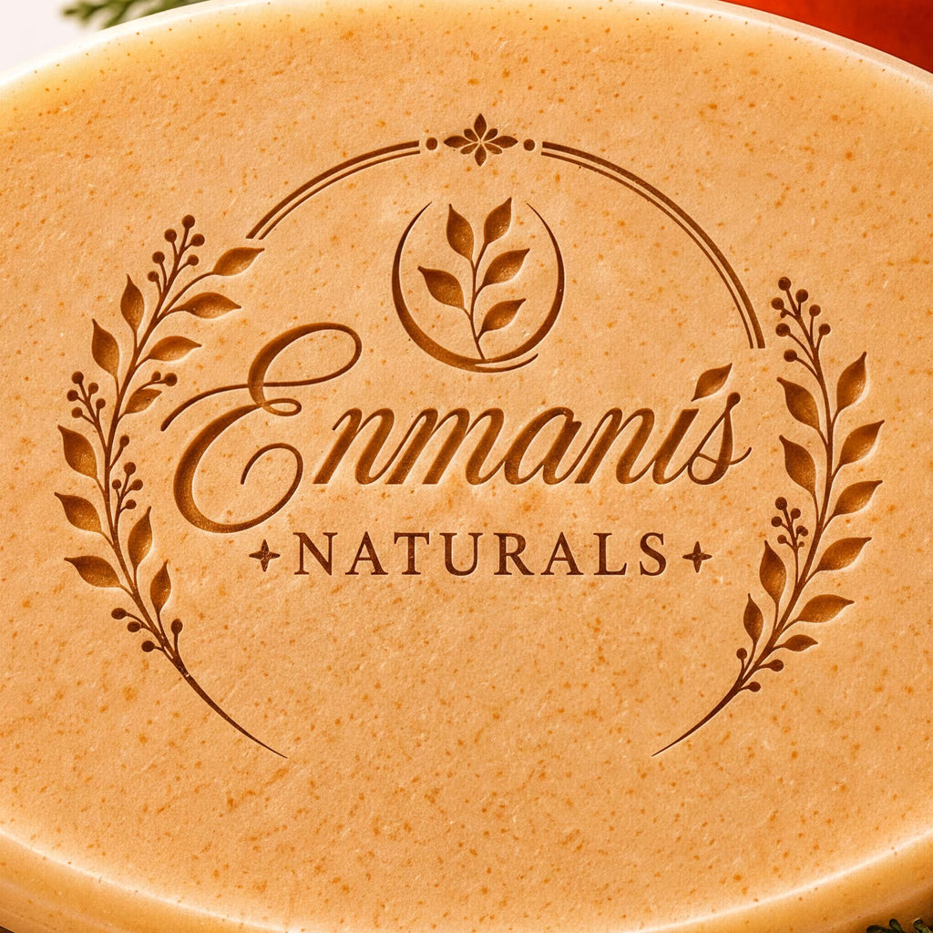 a close-up of a textured surface with a logo for "Emmanis Naturals".