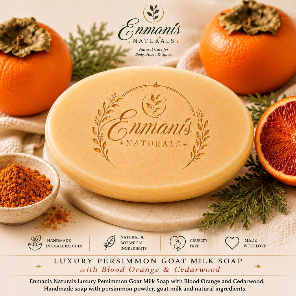 Handmade Persimmon Goat Milk Soap Bar | Niacinamide, Kaolin, Blood Orange Cedarwood (Set of 3)