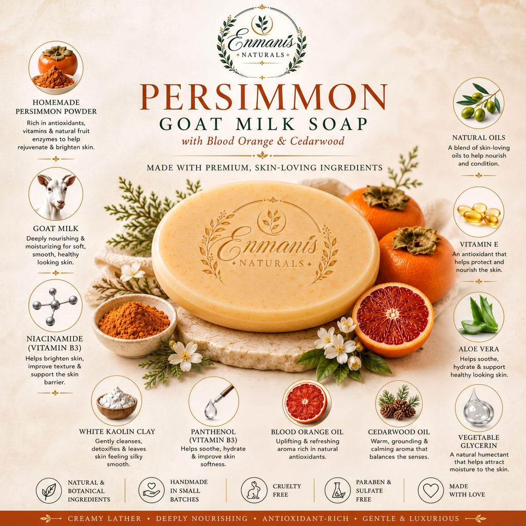 Persimmon Soap, Goat Milk Trio | Niacinamide | Kaolin Clay | Blood Orange Cedarwood 5.5 Oz