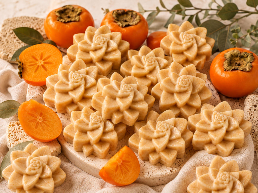Persimmon Soap | Handmade Goat Milk Bar | Niacinamide Kaolin, Blood Orange Cedarwood | 4.00 Oz set of 3