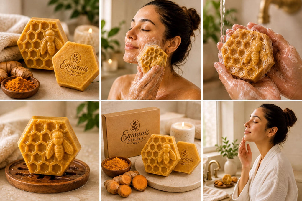 Turmeric Kojic Acid Soap | Brightening Goat Milk Cleansing Bar for Uneven-Looking Tone & Appearance of Dark Spots | Trio 2.2 Oz