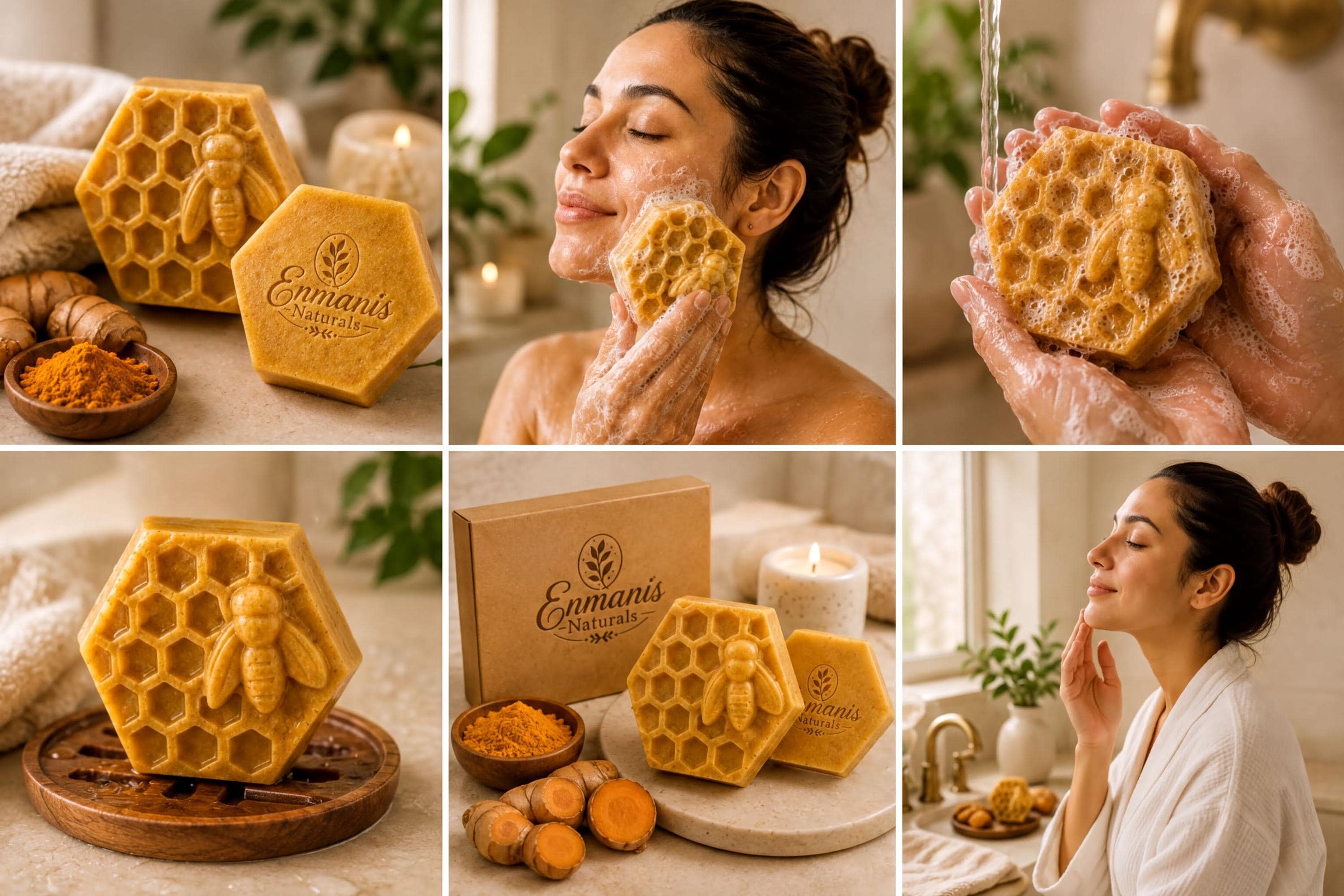 Turmeric Kojic Acid Soap Bar | Goat Milk, Shea Butter Cleanser (Set of 3)