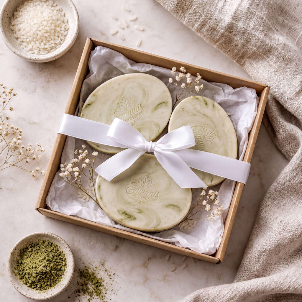 Matcha Goat Milk Soap Bar | Rice Powder, Kaolin Clay, Vitamin E (Set of 3)