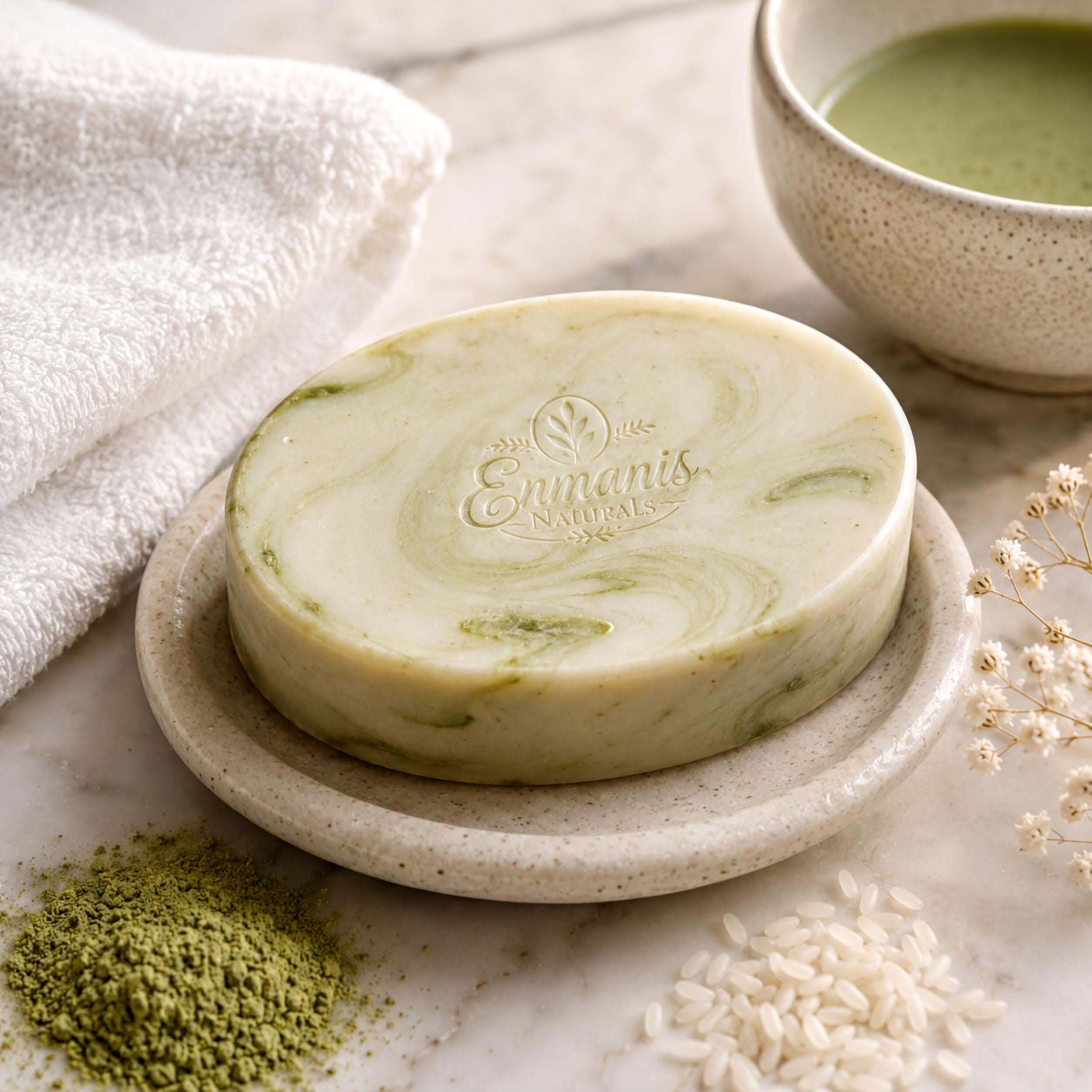 Matcha Rice Milk Soap | Goat Milk Green Tea Bar | Rice Powder, Kaolin Clay & Vitamin E | White Tea Bergamot Soap | 5 Oz set of 3
