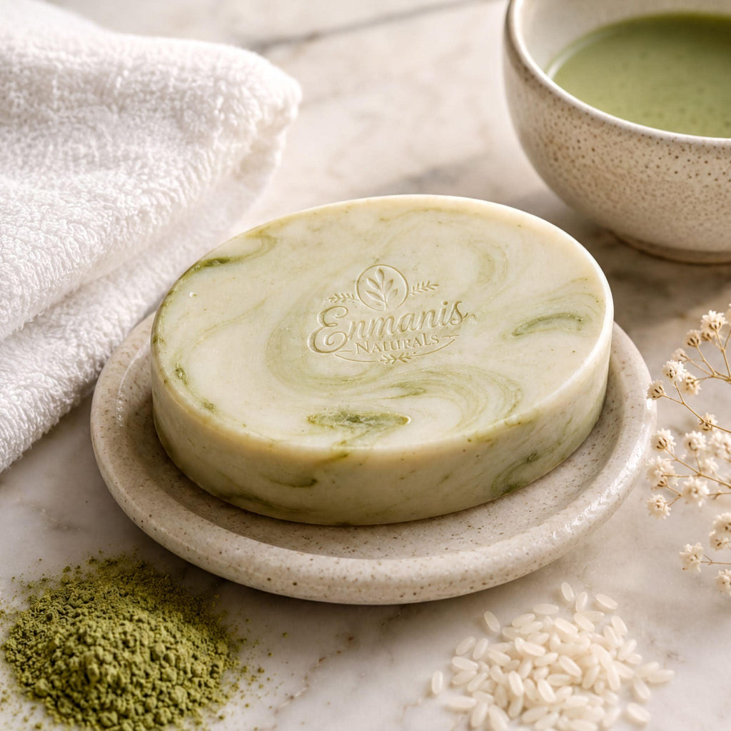 Matcha Goat Milk Soap Bar | Rice Powder, Kaolin Clay, Vitamin E (Set of 3)