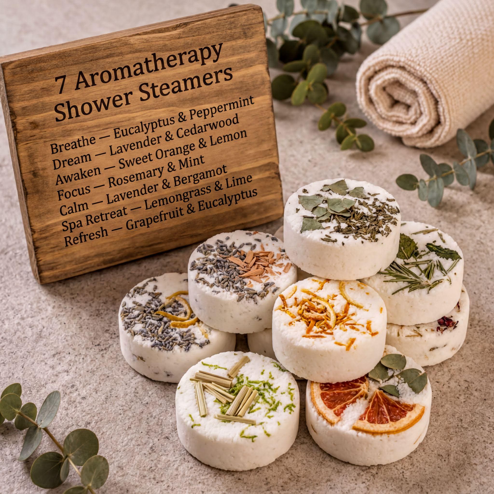 7 Shower Steamers Gift Set with Persimmon Goat Milk Soap & Bamboo Dish | Aromatherapy Spa