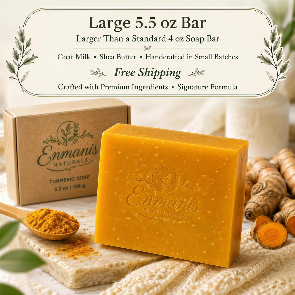 Handmade Turmeric Goat Milk Soap Bar, Shea Butter Brightening Cleanser (5.5 oz)