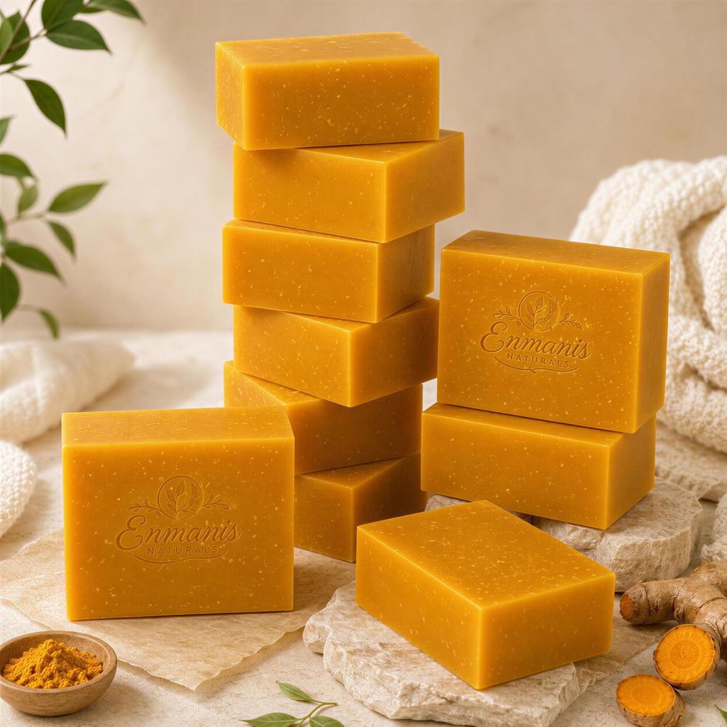 Handmade Turmeric Goat Milk Soap Bar, Shea Butter Brightening Cleanser (5.5 oz)