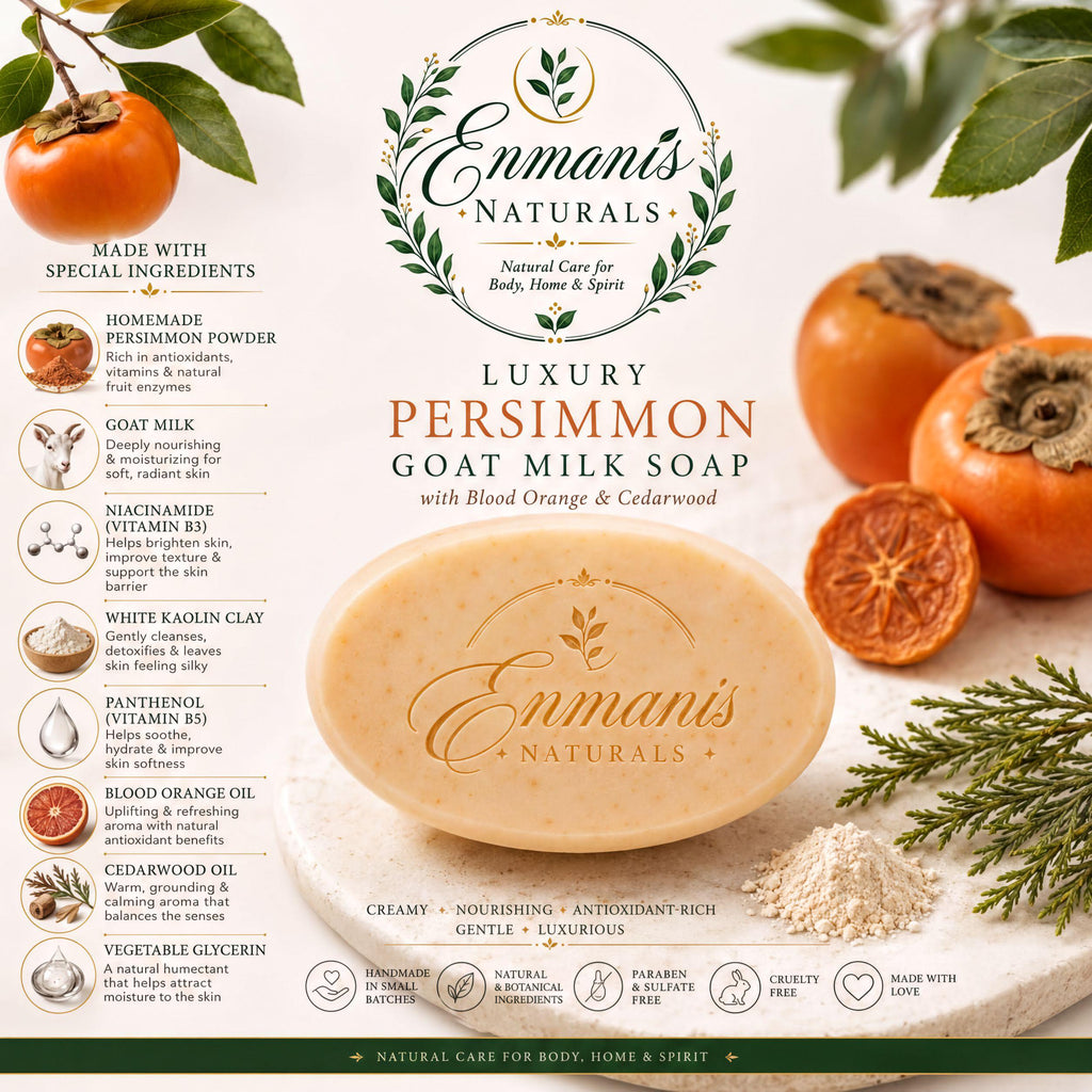 Persimmon Soap | Handmade Goat Milk Bar | Niacinamide Kaolin, Blood Orange Cedarwood | 5.5 Oz