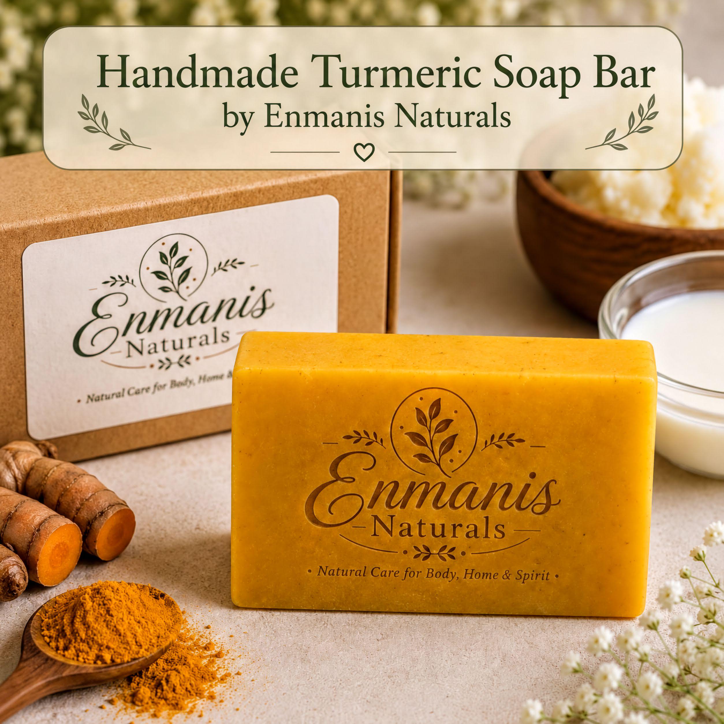 Handmade Turmeric Kojic Acid Soap Bars with Shea Butter, Face Body Cleanser