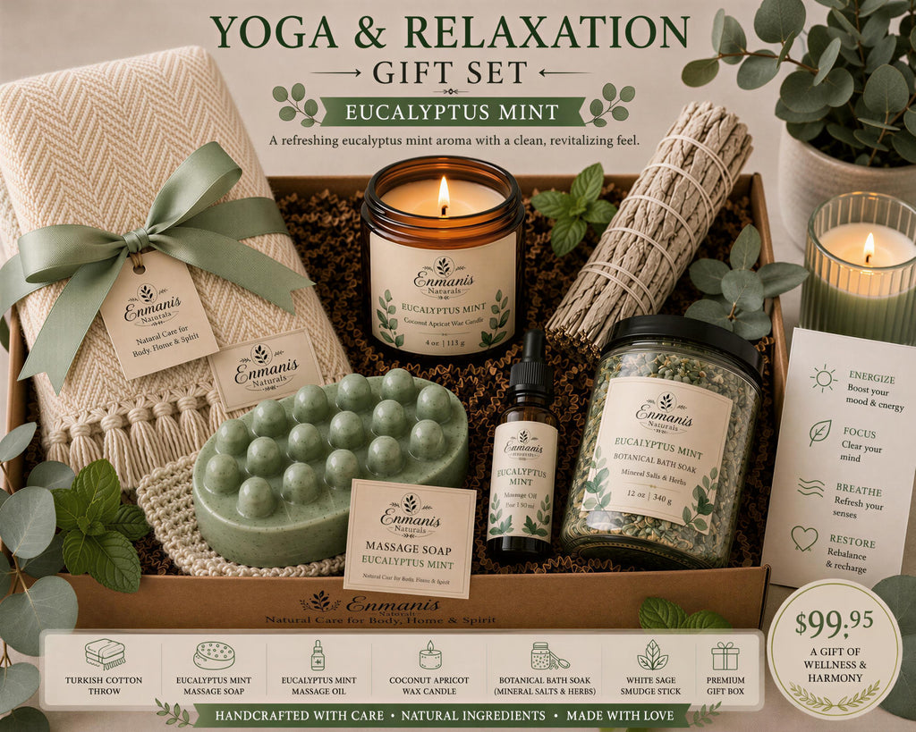 Lavender Serenity, Turkish Cotton Throw Box | Candle, Bath Soak, Sage | Handmade Set