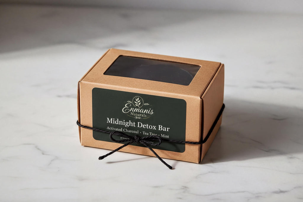 Activated Charcoal Soap, Goat Milk Base, Tea Tree Mint, Kaolin Clay, Round Bar