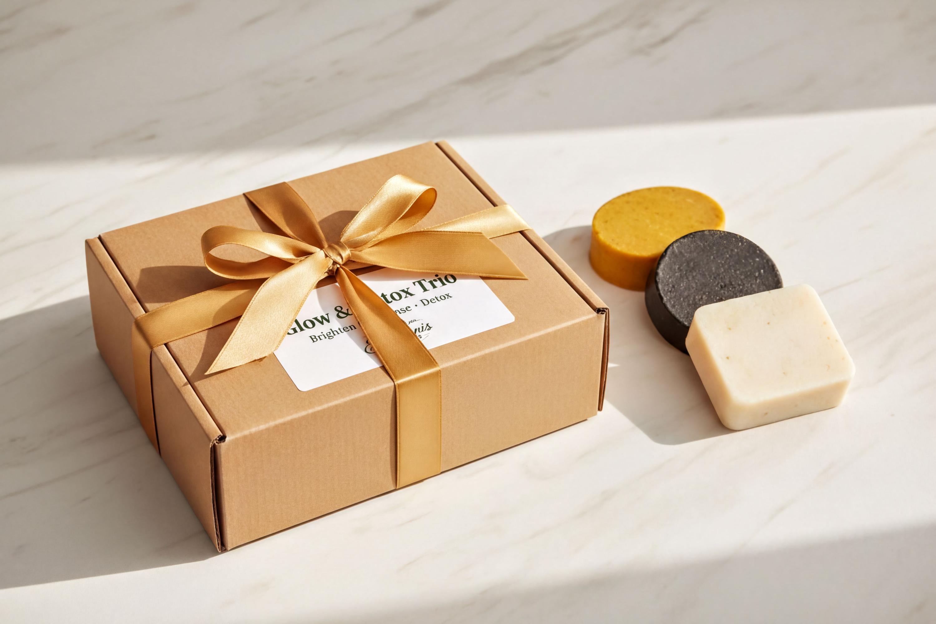 Glow And Detox Trio, Turmeric Kojic Soap - Vitamin C Serum | Activated Charcoal | Muslin Cloth