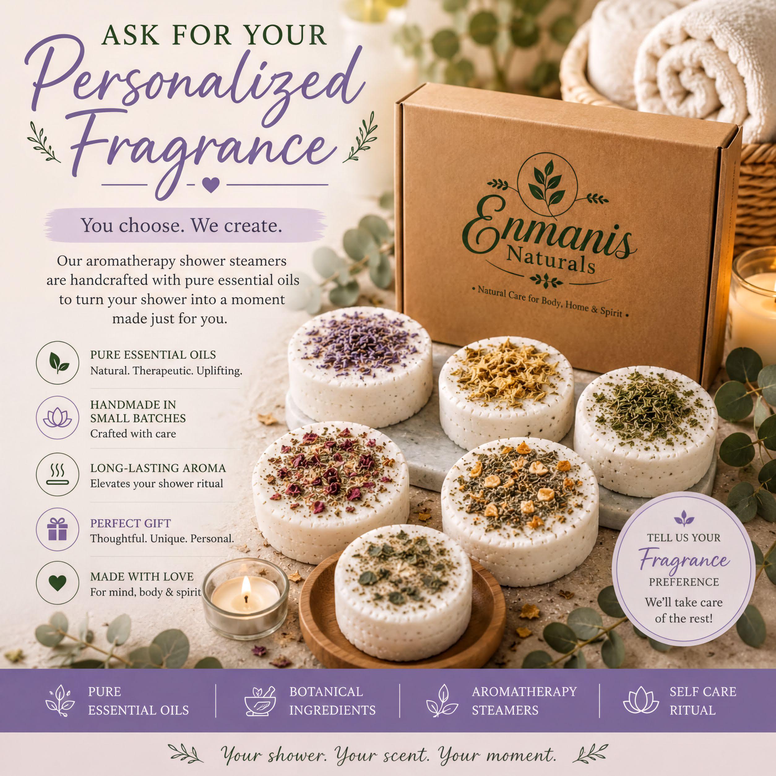 a flyer for a spa with soaps and candles