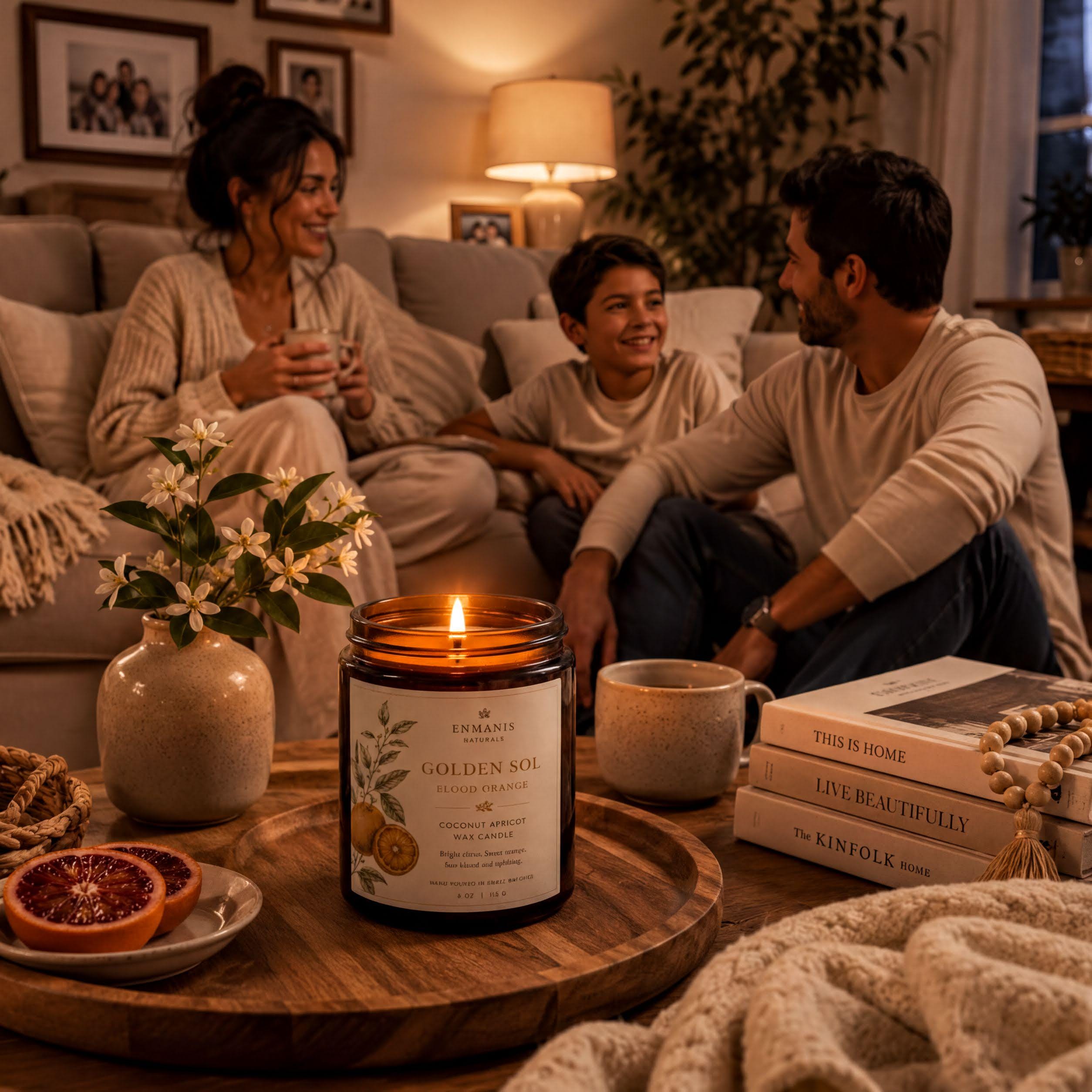 Handmade Candle | Orange Blossom, Coconut Apricot Wax - Amber Glass Jar, Cotton Wick, 4 Oz