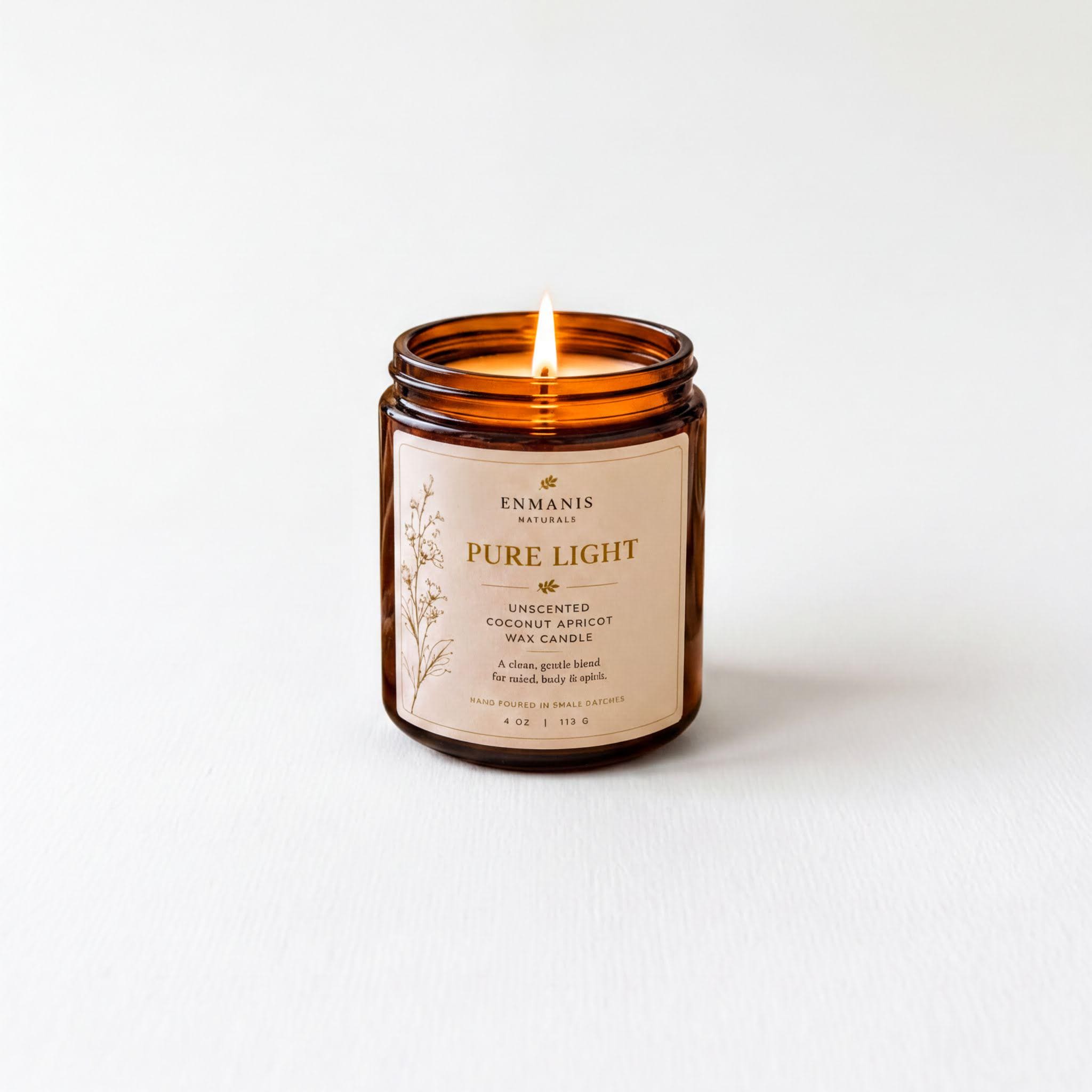 Handmade Candle, Amber Glass Jar - Coconut Apricot Wax | Cotton Wick | Relaxing Ambiance